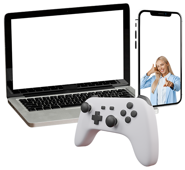 Телефон, ноутбук и приставка